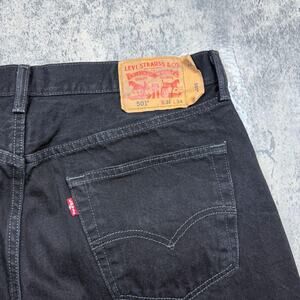Vintage Levis 501 Black Button Fly Original Denim Jeans Straight Leg Size W36L34
